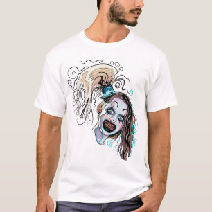 Klein Bleek Meisje Spooky Clown Horror Film Art Te T-shirt