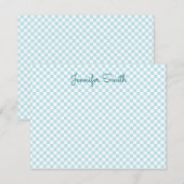 Klein Bleek Robin Ei Blauw Geruit Notitiekaartje (Voorkant / Achterkant)