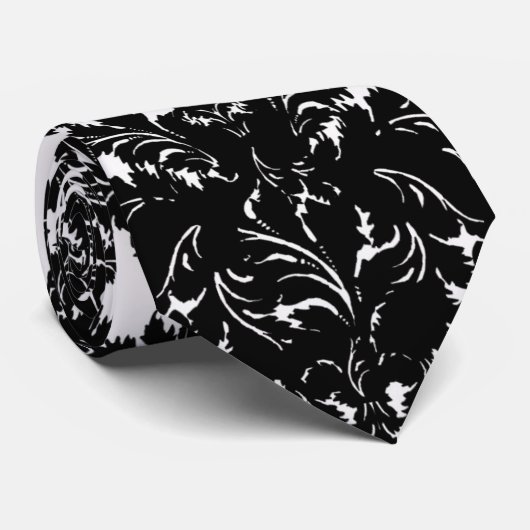 klein, bloeiend zwart wit demasontwerp stropdas (Opgerold)