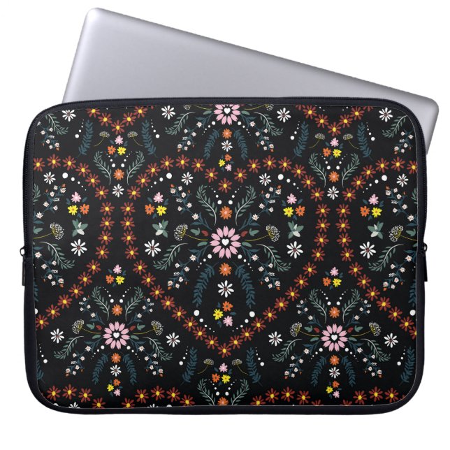 Klein bloemhart: fantasie naadloos. laptop sleeve (Voorkant)
