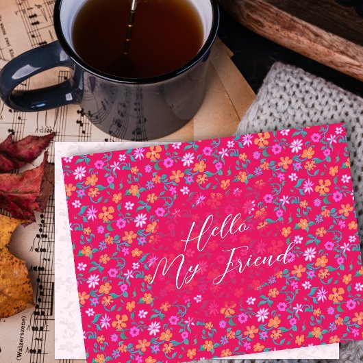 Klein Bloemmotief Aangepaste Vriendschapsansichtka Briefkaart