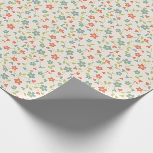 Klein bloempakpapier | Retro veerkleuren Cadeaupapier (Hoek)