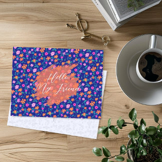 Klein Bloempatroon Aangepaste Vriendschapsansichtk Briefkaart