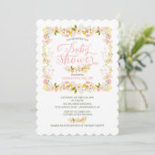 Klein Bloemstuk Frame Meisjes Baby Shower Kaart (Staand voorkant)