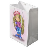 Klein blond meisje konijn speelgoed cadeautas (Voorkant Gekanteld)