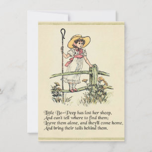 Klein Bo-Peep: Klassieke Kate Greenaway Nursery Kaart