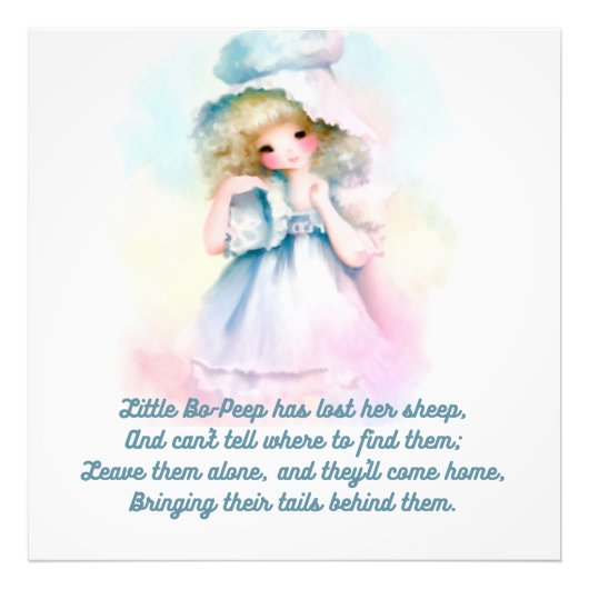 Klein bo peep schattige zachte waterverf foto afdruk (Voorkant)