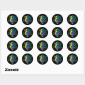 Klein boeket op zwart ronde sticker (Vel)