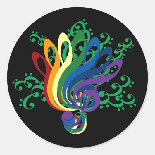 Klein boeket op zwart ronde sticker (Voorkant)