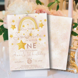 Klein Boho Regenboog Gouden Ster Verjaardagsfeestj Kaart