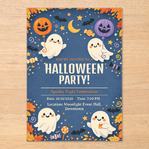 Klein Boo Lief Geest Halloween Feestje Acryl Uitnodigingen