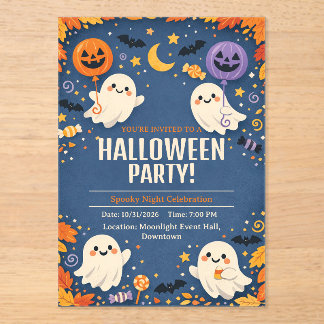 Klein Boo Lief Geest Halloween Feestje Acryl Uitnodigingen