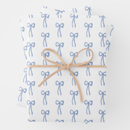Klein Boog Blauw Coquette Shower Cadeauverpakking Inpakpapier Vel