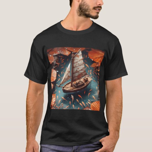 Klein bootje, Ai Gegenereerde Kunst T-shirt (Voorkant)