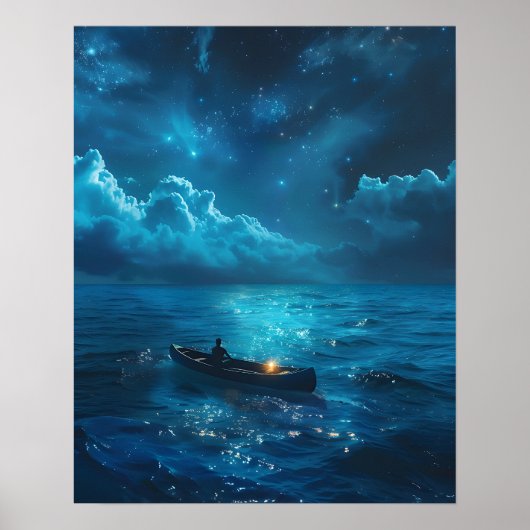 Klein bootje op de oceaan poster (Voorkant)
