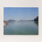 Klein bootje op rustig water legpuzzel (Horizontaal)