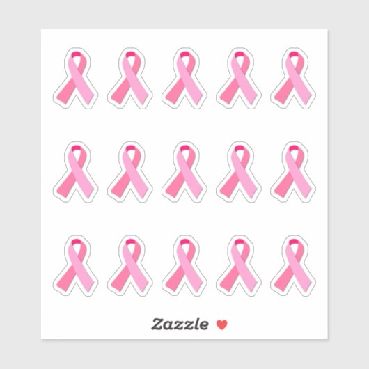 Klein borstkankerbewustzijn roze lint x 15 sticker (Vel)