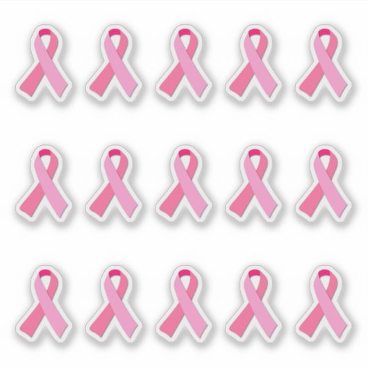 Klein borstkankerbewustzijn roze lint x 15 sticker (Voorkant)