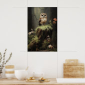Klein boswanddruk uil, botanische schildering poster (Keuken)