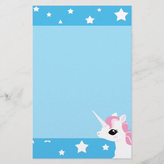 Klein briefpapier van Unicorn roze mannetje (Voorkant)