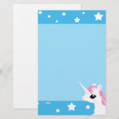 Klein briefpapier van Unicorn roze mannetje (Voorkant / Achterkant)