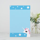 Klein briefpapier van Unicorn roze mannetje (Staand voorkant)