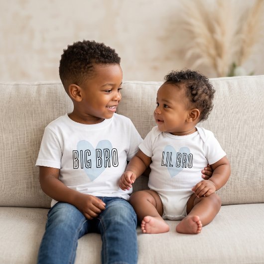 Klein broertje blauwe hart bijpassende sibling fam romper