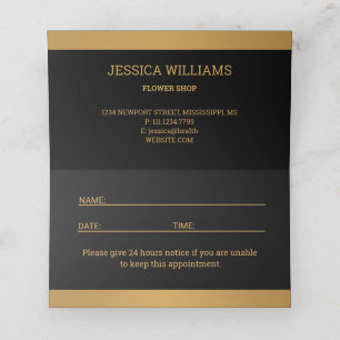 Klein Bronze Bloem Monstera Bladeren op zwarte App Afsprakenkaart