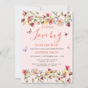 Klein Bugje Op Weg Tuin Roze Baby Shower Kaart