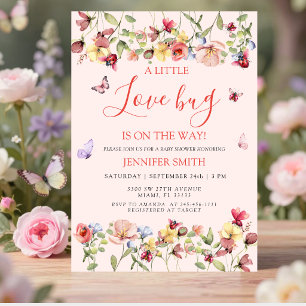 Klein Bugje Op Weg Tuin Roze Baby Shower Kaart