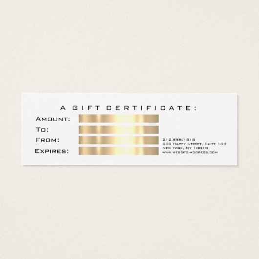 Klein cadeaubon Glitter Gold White Mini Visitekaartjes (Achterkant)