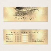 Klein cadeaubon Glitter Lash Gold Metal Lux Mini Visitekaartjes (Voorkant /achterkant)