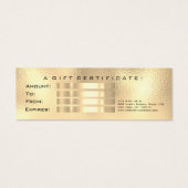 Klein cadeaubon Glitter Lash Gold Metal Lux Mini Visitekaartjes (Achterkant)