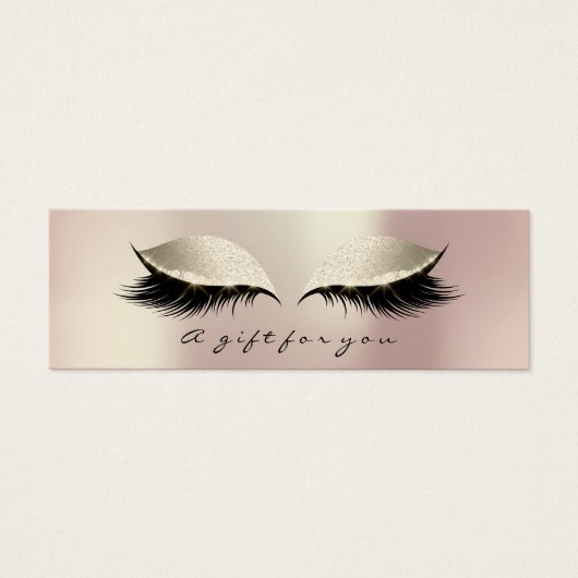 Klein cadeaubon Glitter Lash Ivory Roos Eye Mini Visitekaartjes (Voorkant)