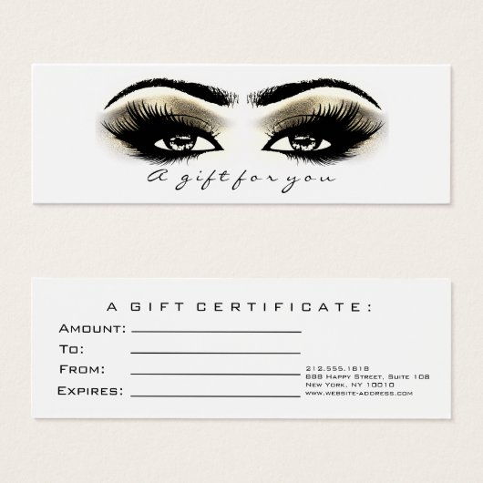 Klein cadeaubon Glitter Lash White Gold Eye Mini Visitekaartjes (Voorkant /achterkant)