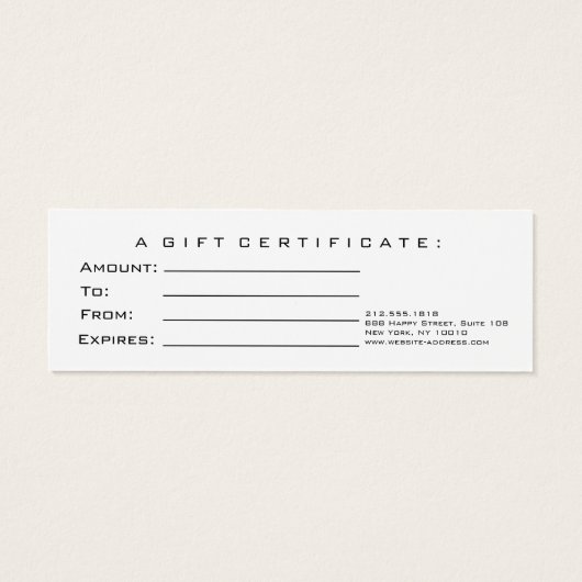 Klein cadeaubon Glitter Lash White Gold Eye Mini Visitekaartjes (Achterkant)