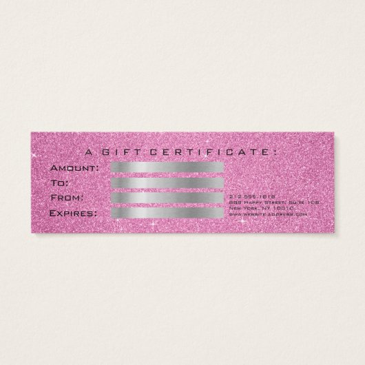 Klein cadeaubon grijze roze as mini visitekaartjes (Achterkant)