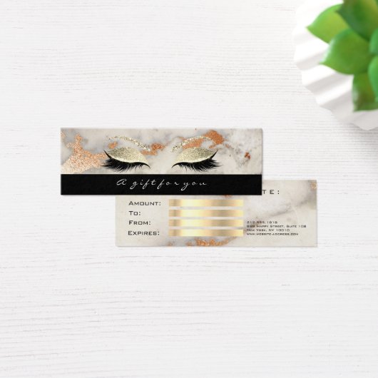 Klein cadeaubon Marble Coral Lash Makeup Mini Visitekaartjes (Bureau)