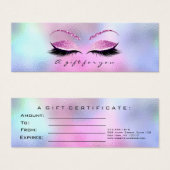 Klein cadeaucertificaat Silver Glitter Lashes Pink Mini Visitekaartjes (Voorkant /achterkant)
