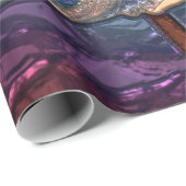 Klein cadeaupapier voor gemetalliseerde blauwe blo (Rol Hoek)