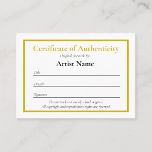 Klein Certificaat van Echtheid Sjabloon voor Kunst
