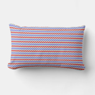 Klein chevron patroon blauw rood kussen