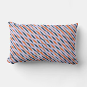 Klein chevron patroon donkerblauw oranje en lila kussen
