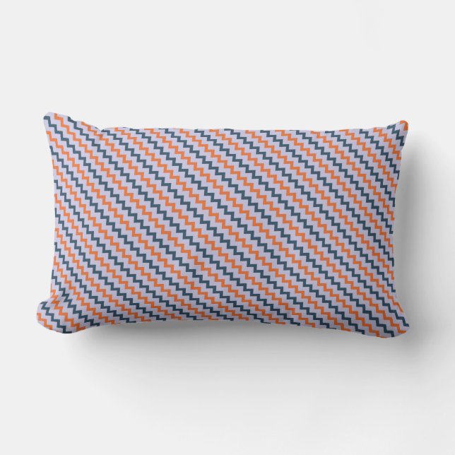 Klein chevron patroon donkerblauw oranje en lila kussen (Voorkant)