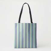 Klein chevron patroon groen paars en blauw tote bag (Voorkant)