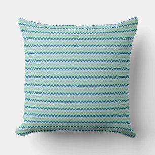 Klein chevron-patroon in groene blauwe kleuren kussen