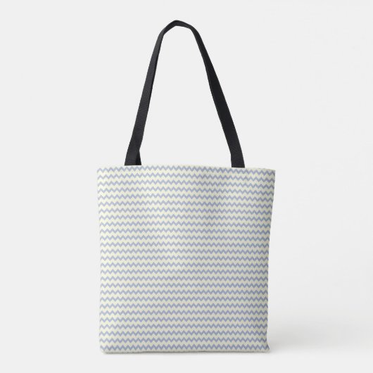 Klein chevron patroon lichtblauwe crème tote bag (Achterkant)