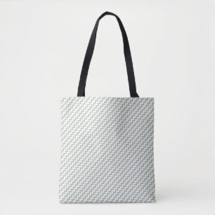 Klein chevron patroon lichtblauwe crème tote bag