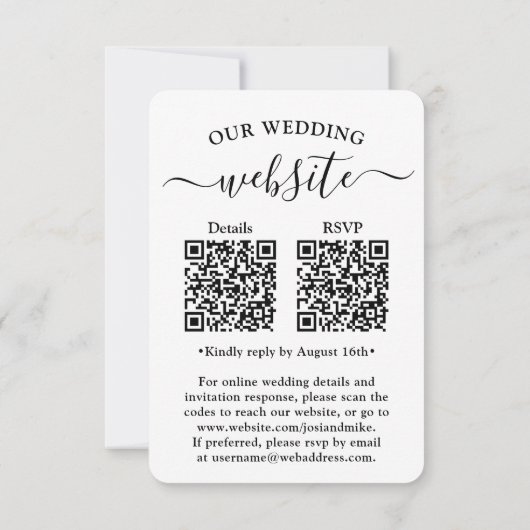 Klein & Chic Alles-in-één QR-code RSVP foto bruilo Kaart (Achterkant)