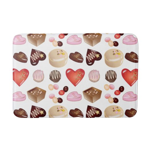 Klein Chic Kleurrijk Chocolade Hart Patroon Badmat (Voorkant)